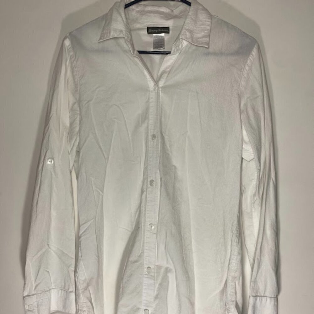 Tommy Bahama Relaxed Long Button Up Cotton Blouse